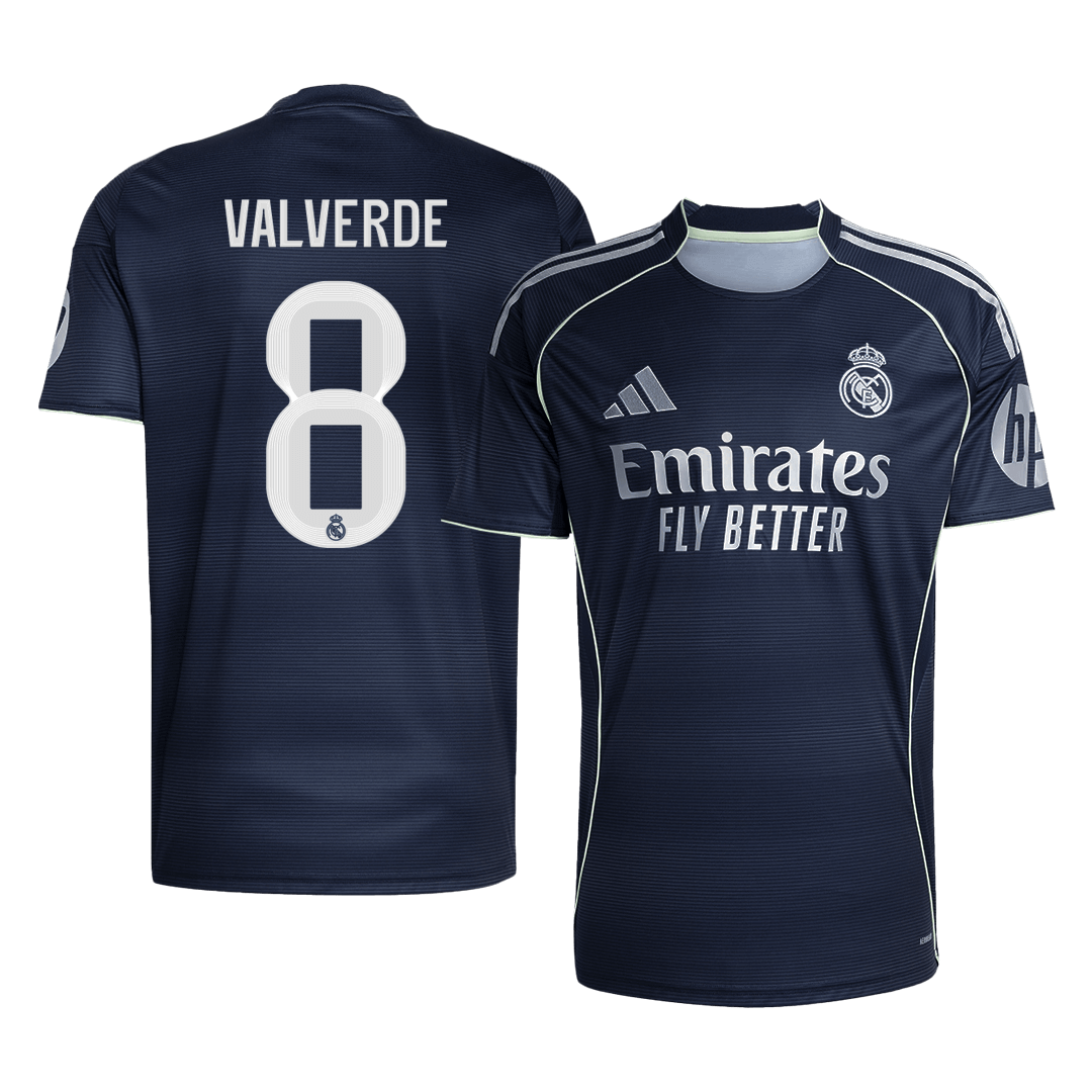 VALVERDE #8 Real Madrid Mens Away Soccer Jersey 2025/26 Navy [PREMIUM]