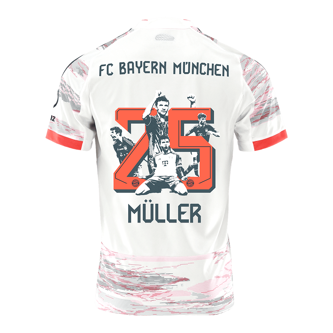 MÜLLER Special #25 Bayern Munich Mens Away Soccer Jersey 2025/26 White