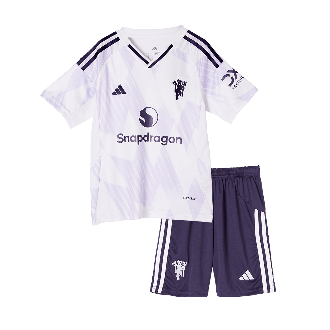 Manchester United Kids Away Soccer Kit 2025/26 White