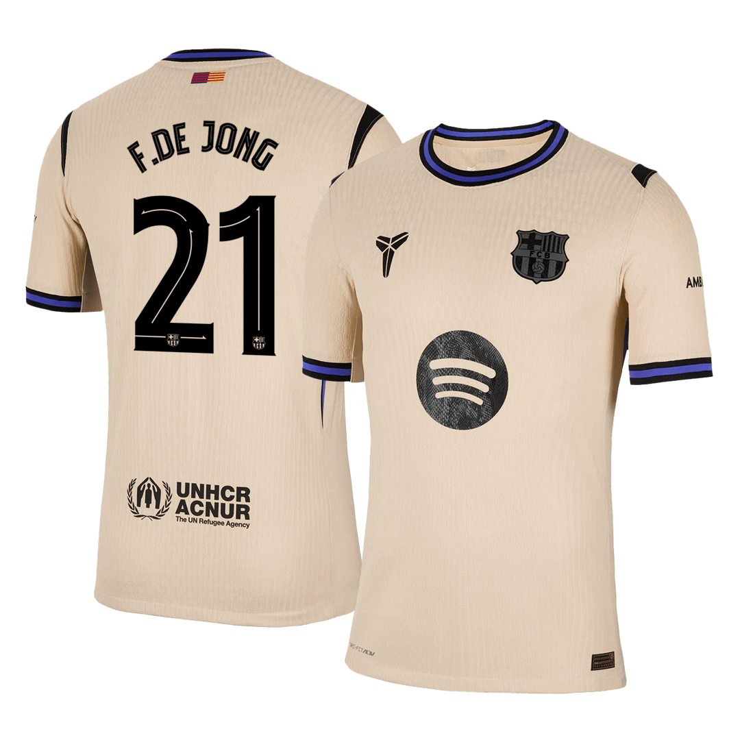 F.DE JONG #21 Barcelona Mens Away Soccer Jersey UCL 2025/26 Yellow - Player Version