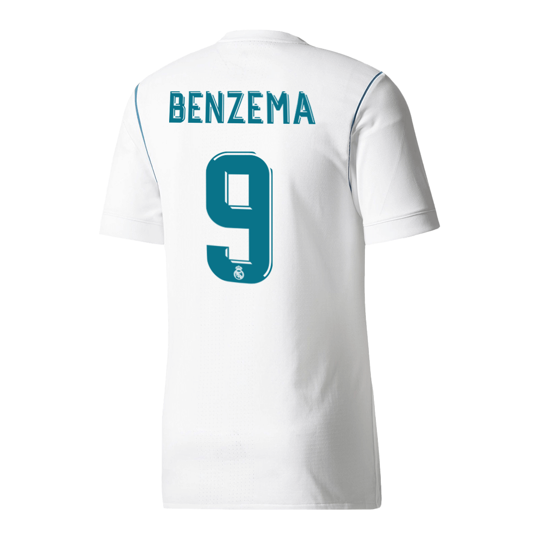 Retro BENZEMA #9 Real Madrid Mens Home Soccer Jersey 2017/18 White