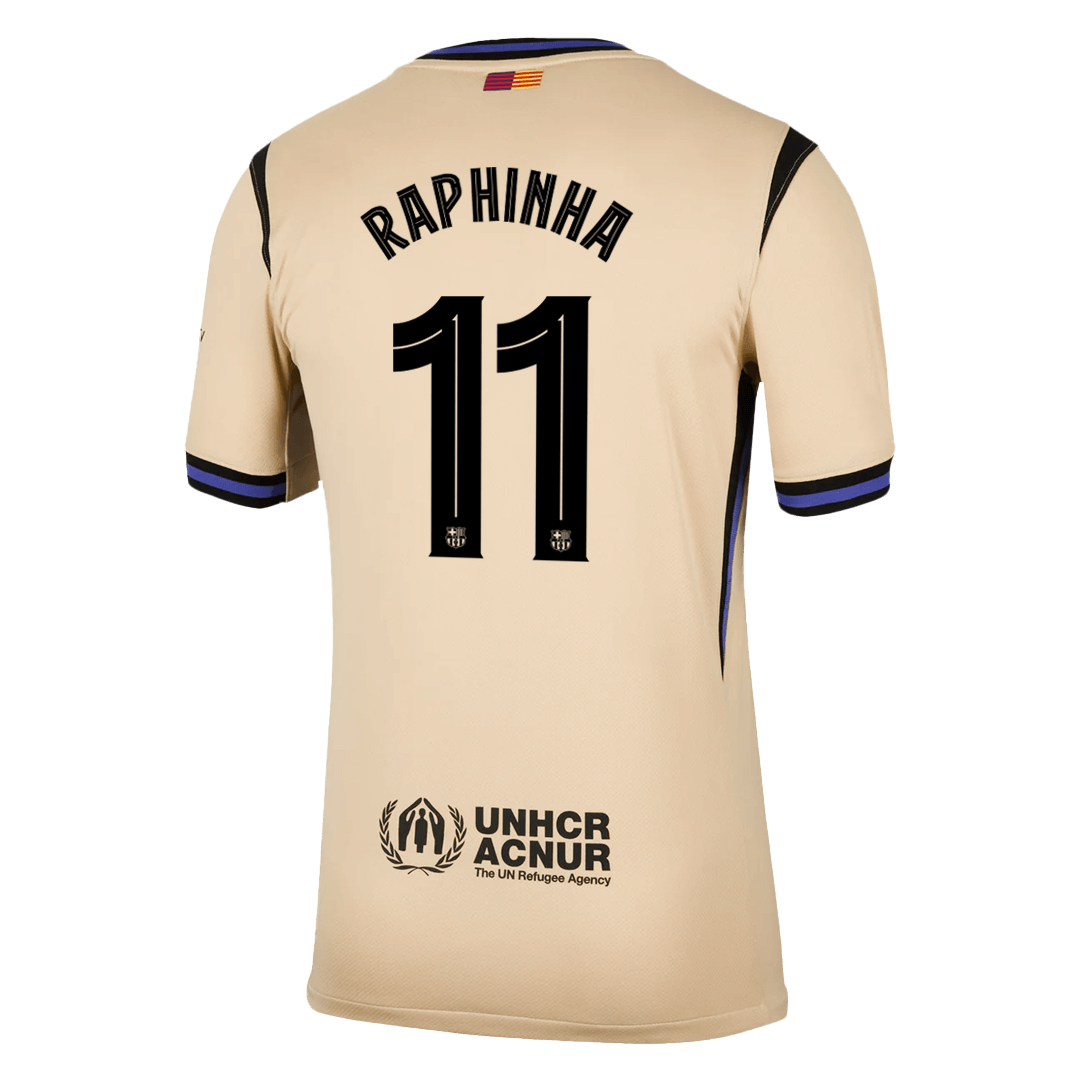 RAPHINHA #11 Barcelona Mens Away Soccer Jersey UCL 2025/26 Yellow