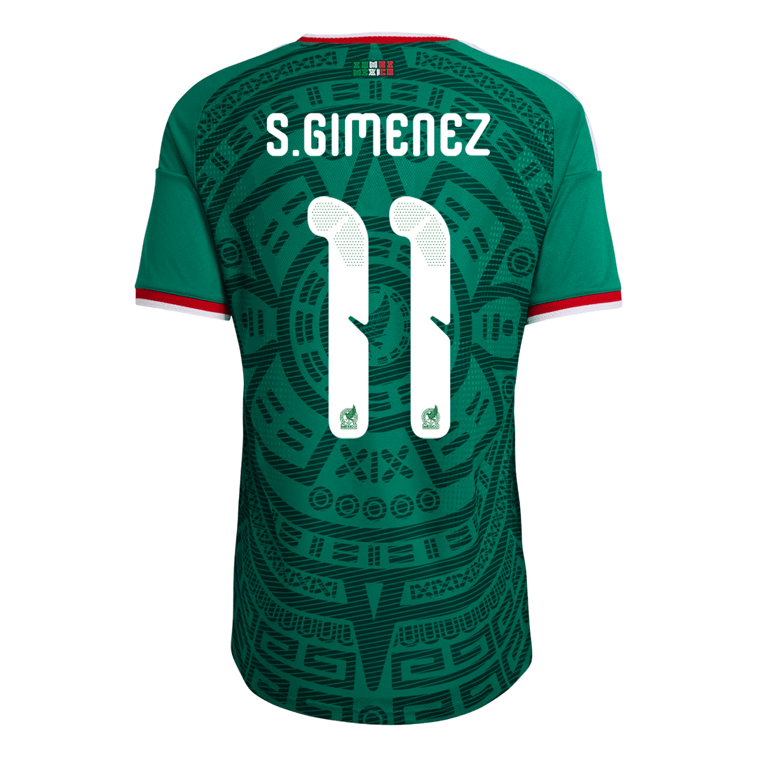 S.GIMENEZ #11 Mexico Mens Home Soccer Jersey World Cup 2026 Green - Player Version