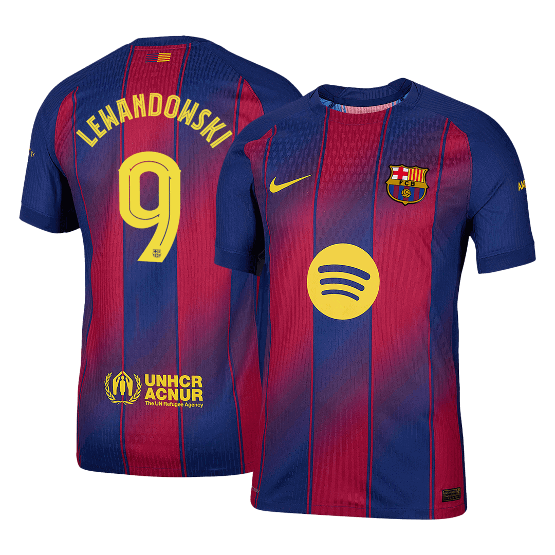 LEWANDOWSKI #9 Barcelona Mens Home Soccer Jersey UCL 2025/26 Red&Blue - Player Version