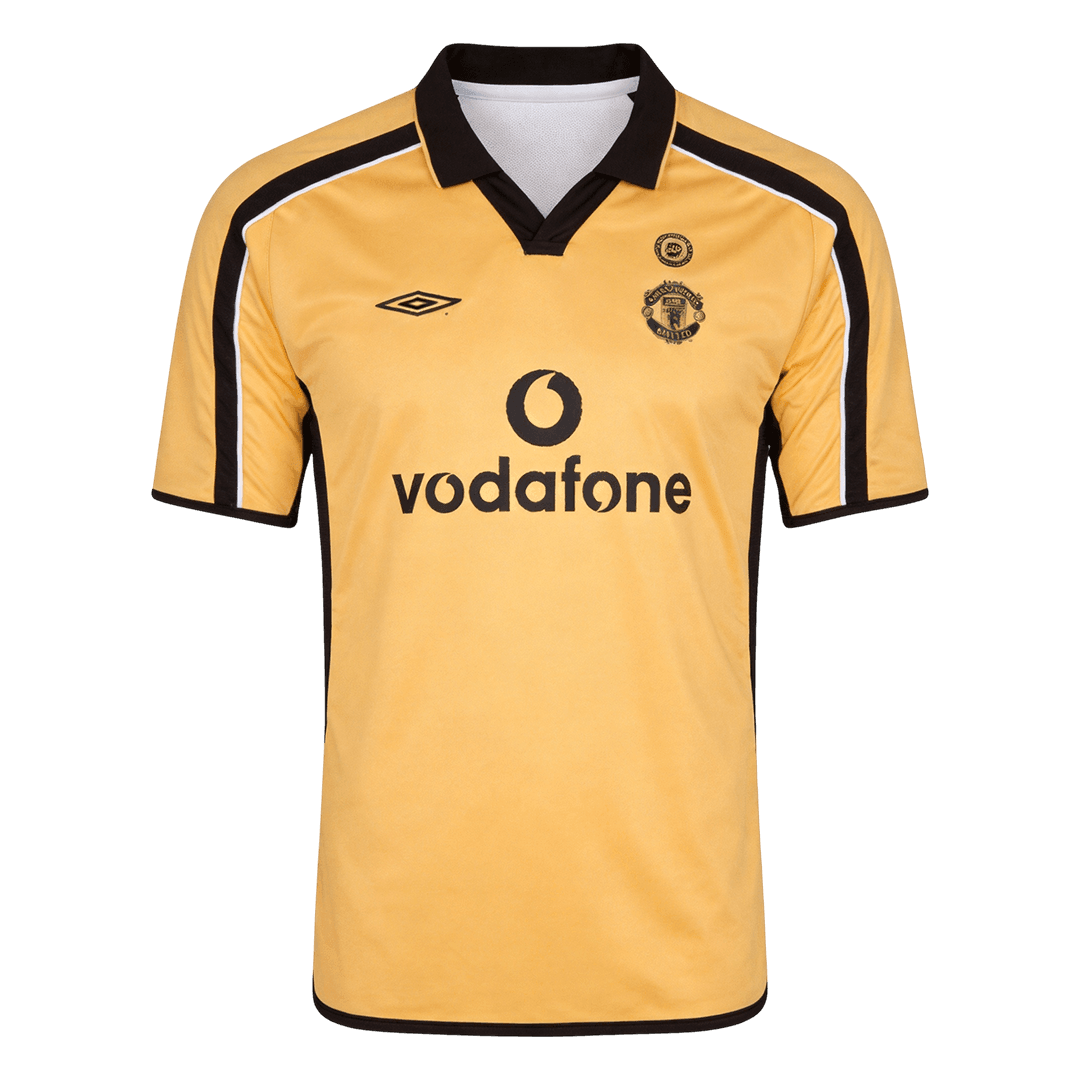 Retro Manchester United Mens Away Soccer Jersey 2001/02 White&Gold