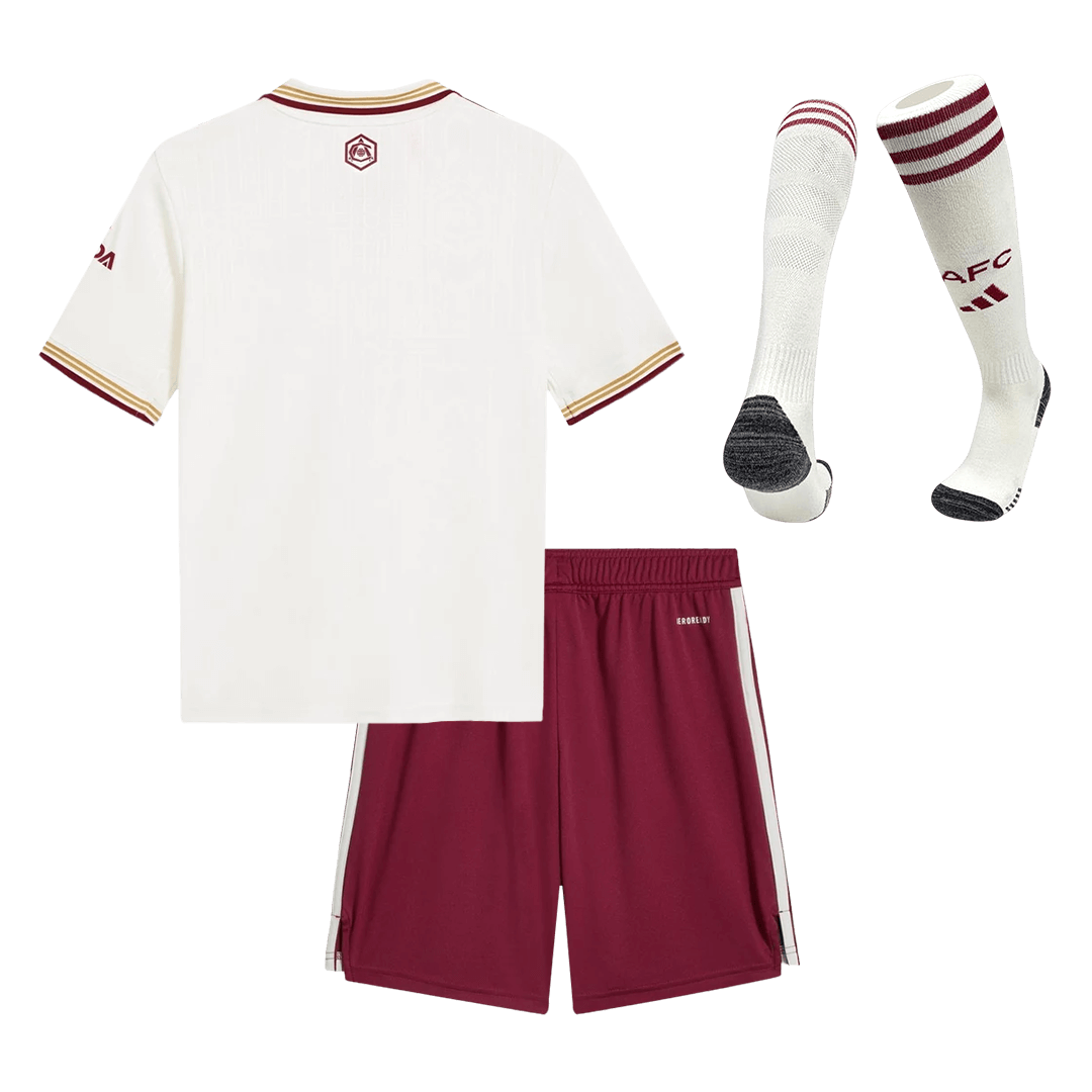 Arsenal Kids Third Away Soccer Full Set 2025/26 White