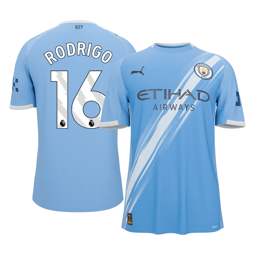 RODRIGO #16 Manchester City Mens Home Soccer Jersey 2025/26 Blue [PREMIUM]