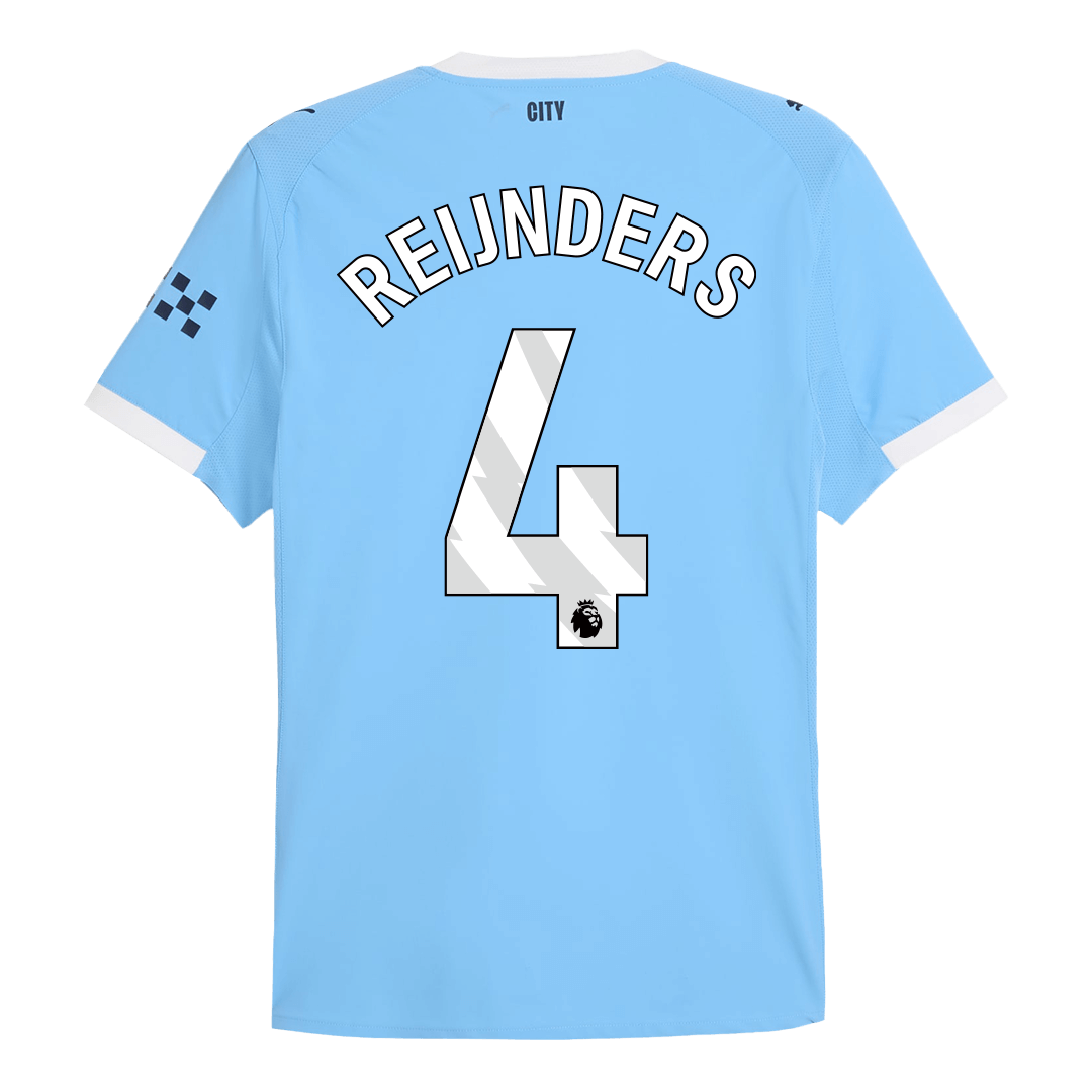 REIJNDERS #4 Manchester City Mens Home Soccer Jersey 2025/26 Blue - Player Version
