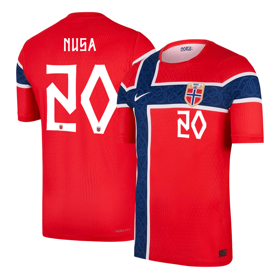NUSA #20 Norway Mens Home Soccer Jersey World Cup 2026 Red - Player Version