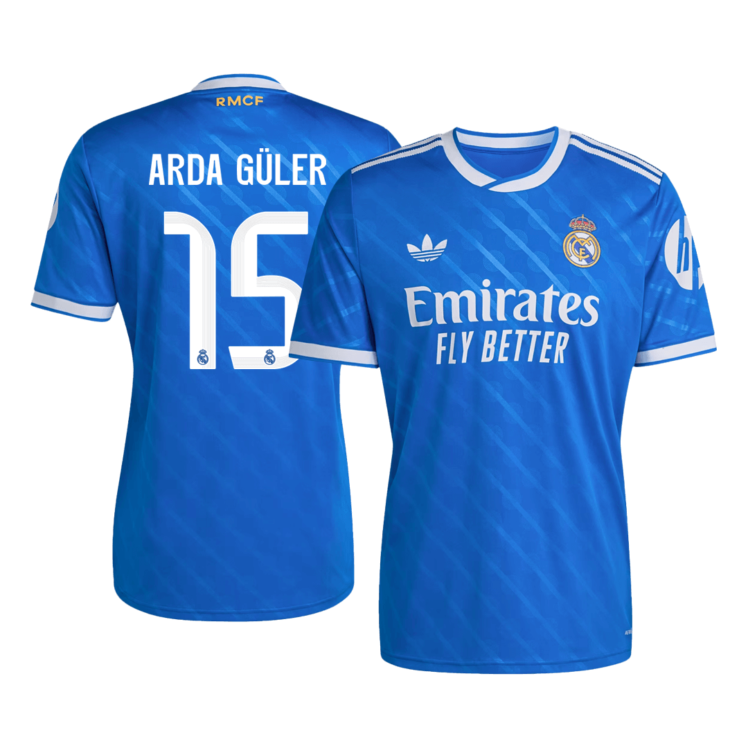 ARDA GÜLER #15 Real Madrid Mens Third Away Soccer Jersey 2025/26 Blue