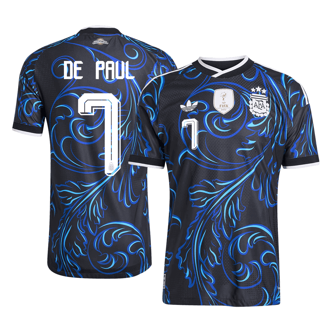 DE PAUL #7 Argentina Mens Away Soccer Jersey World Cup 2026 Black - Player Version