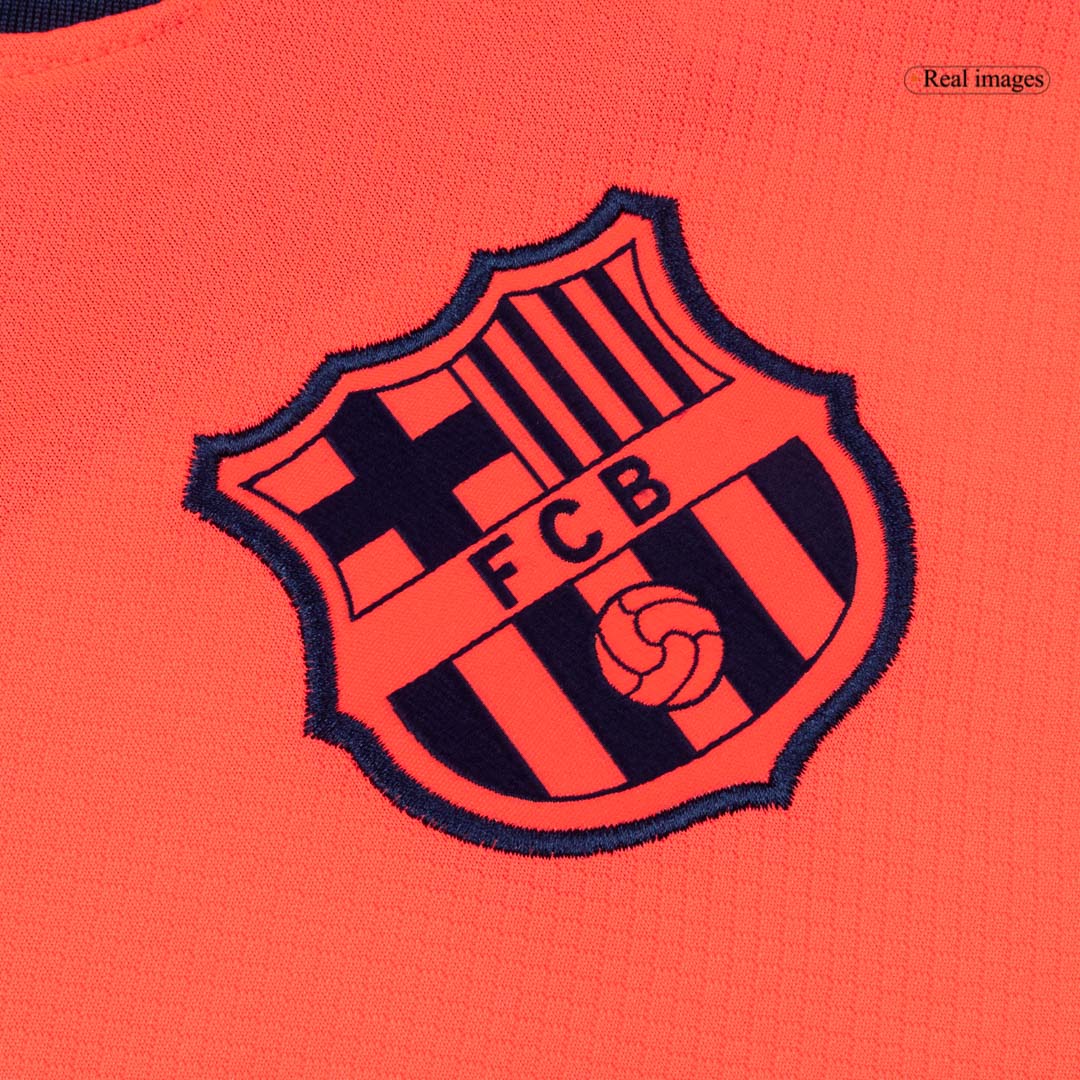 Barcelona Mens Third Away Long Sleeve Soccer Jersey 2025/26 Orange