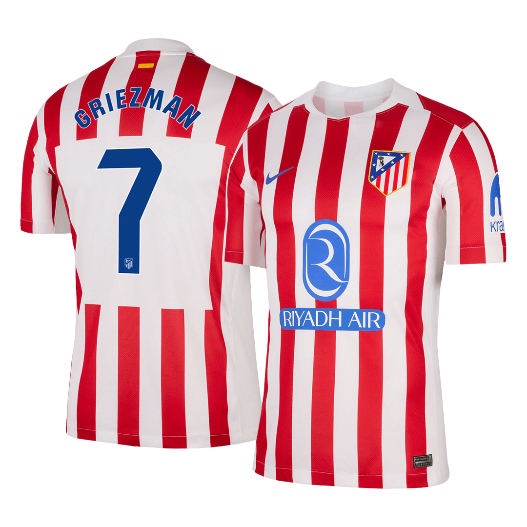 GRIEZMANN #7 Atletico Madrid Mens Home Soccer Jersey 2025/26 Red&White