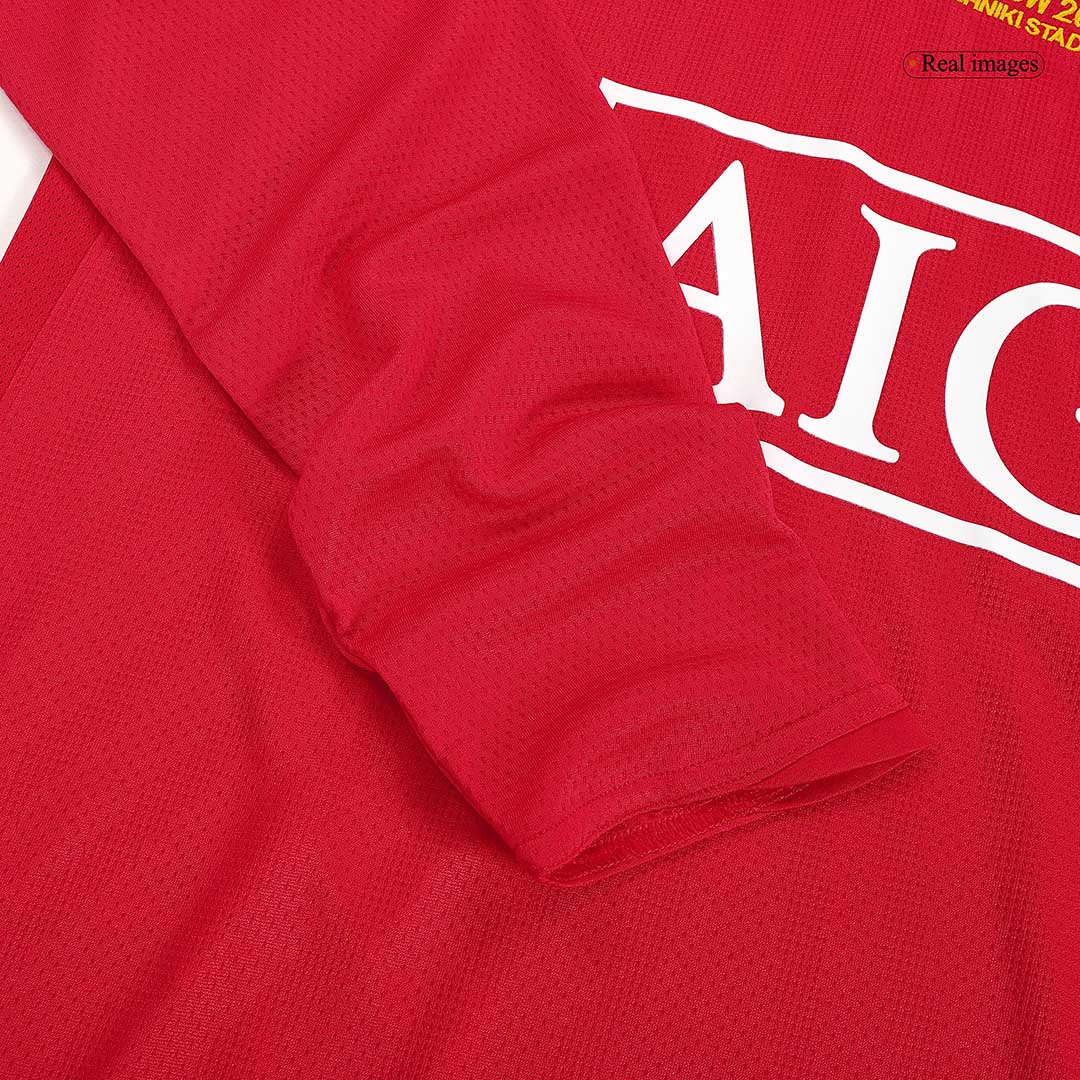 Retro ROONEY #10 Manchester United Mens Home Long Sleeve Soccer Jersey UCL Final UCL 2007/08 Red