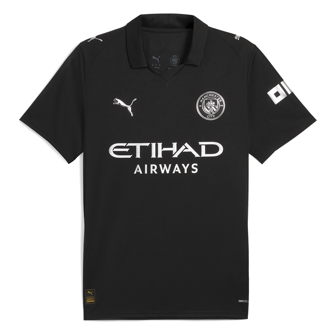 RODRIGO #16 Manchester City Mens Away Soccer Jersey 2025/26 Black