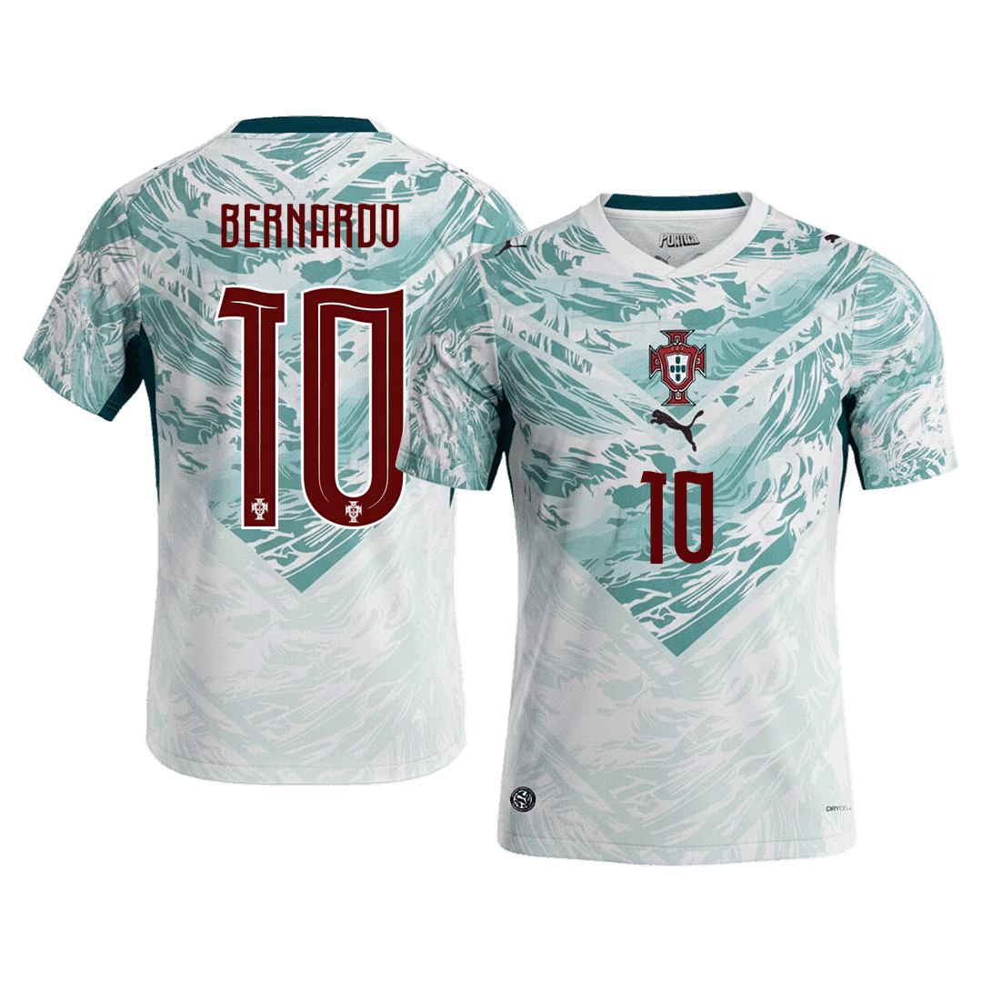 BERNARDO #10 Portugal Mens Away Soccer Jersey World Cup 2026 White&Green