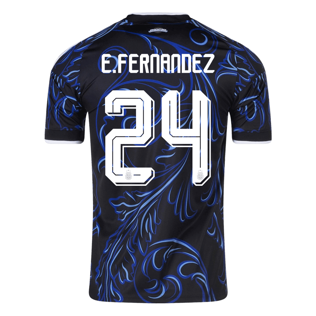 E. FERNANDEZ #24 Argentina Mens Away Soccer Jersey World Cup 2026 Black