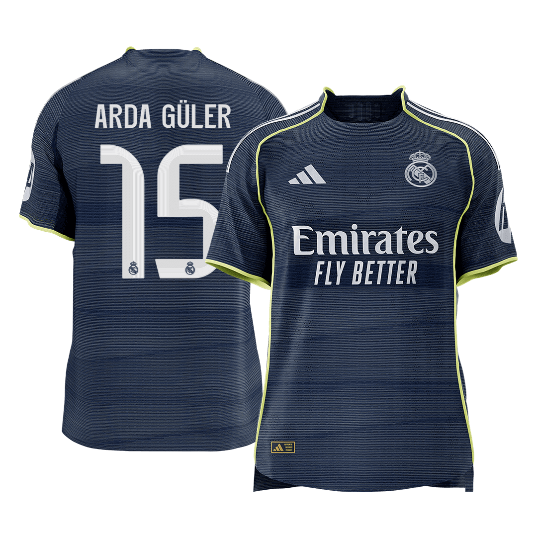 ARDA GÜLER #15 Real Madrid Mens Away Soccer Jersey 2025/26 Navy - Player Version [PREMIUM]