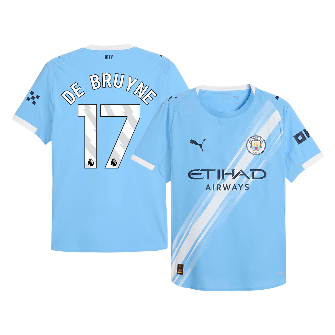 DE BRUYNE #17 Manchester City Mens Home Soccer Jersey 2025/26 Blue - Player Version