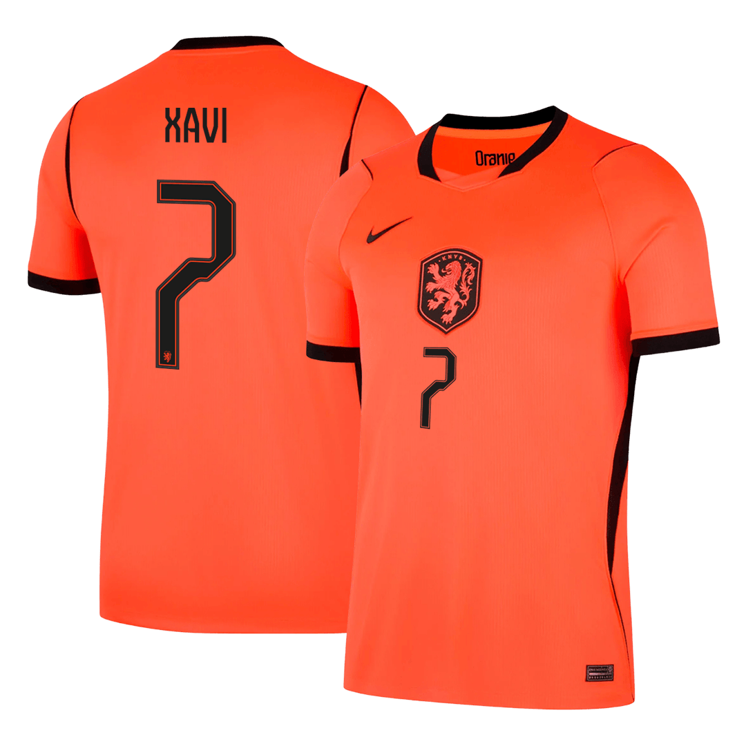 XAVI #7 Netherlands Mens Home Soccer Jersey World Cup 2026 Orange