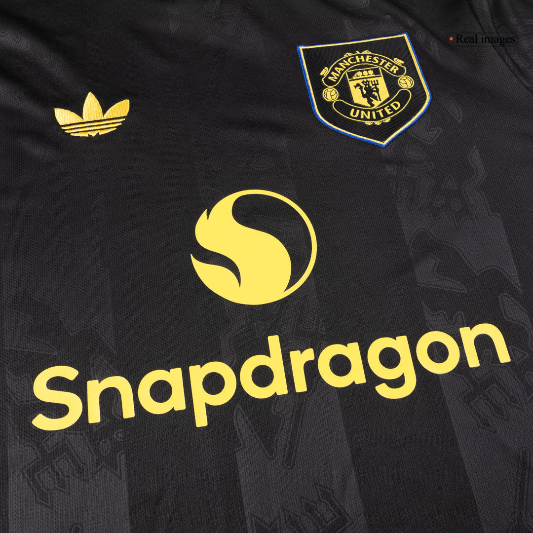 Manchester United Mens Third Away Long Sleeve Soccer Jersey 2025/26 Black