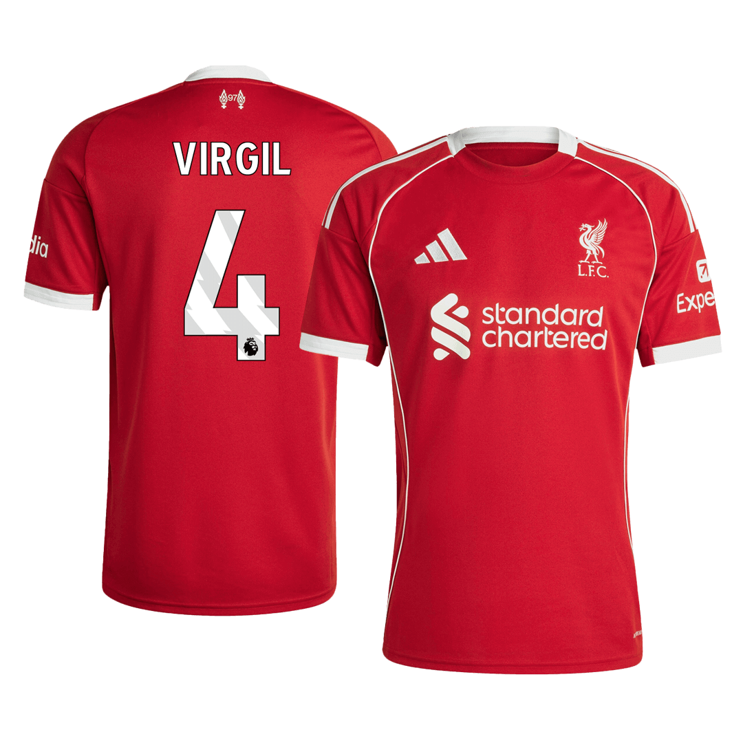 VIRGIL #4 Liverpool Mens Home Soccer Jersey 2025/26 Red