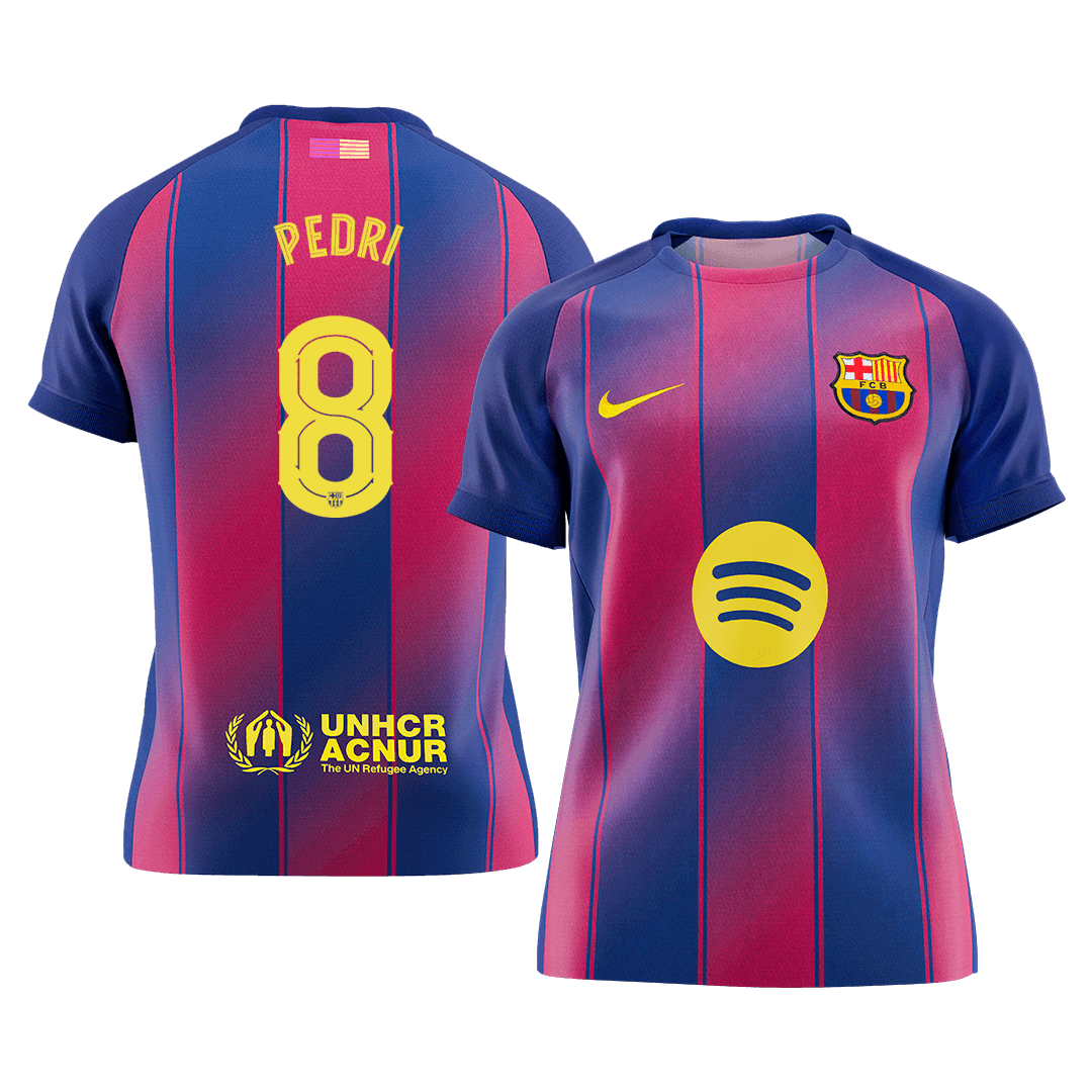 PEDRI #8 Barcelona Mens Home Soccer Jersey UCL 2025/26 Red&Blue [PREMIUM]