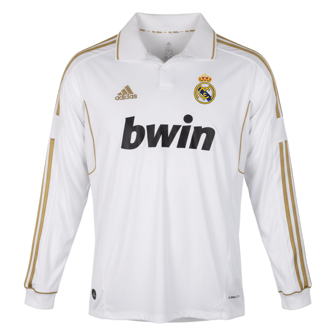 Retro Real Madrid Mens Home Long Sleeve Soccer Jersey 2011/12 White