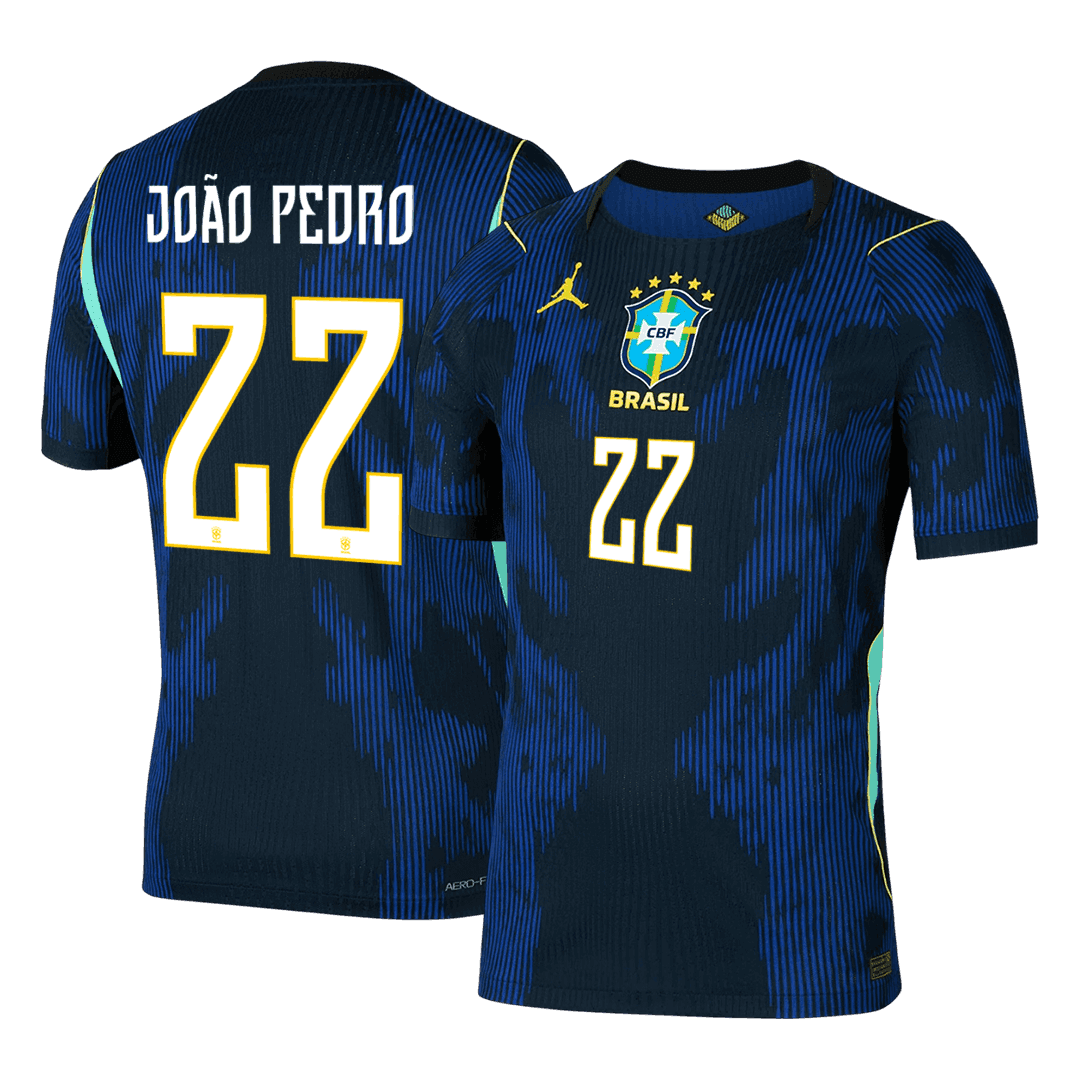 JOÃO PEDRO #22 Brazil Mens Away Soccer Jersey World Cup 2026 Navy - Player Version