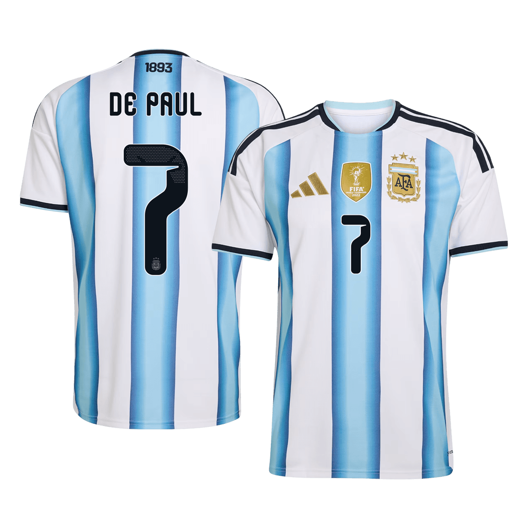 DE PAUL #7 Argentina Mens Home Soccer Jersey World Cup 2026 Blue&White [PREMIUM]