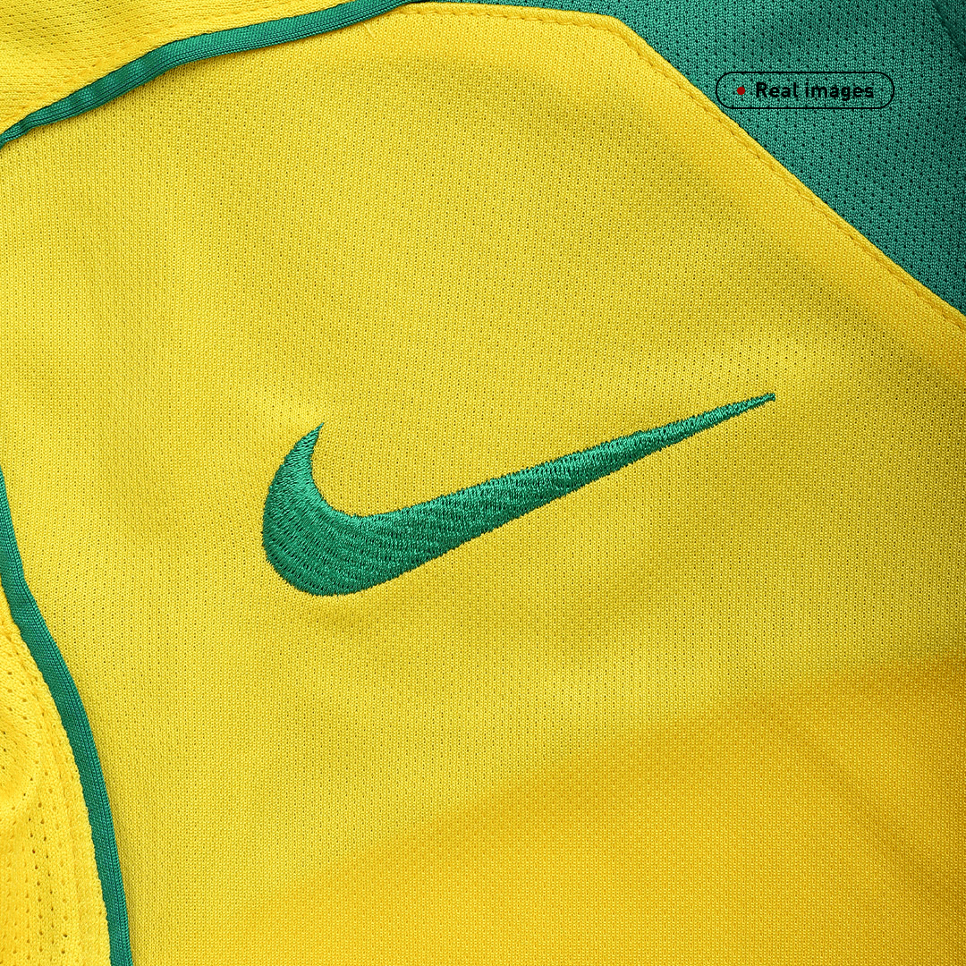 Retro Brazil Mens Home Soccer Jersey 2004 Yellow