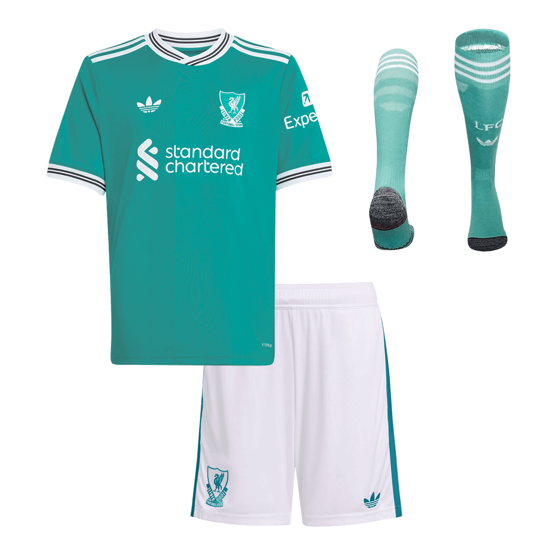 Liverpool Kids Third Away Soccer Full Set 2025/26 Green