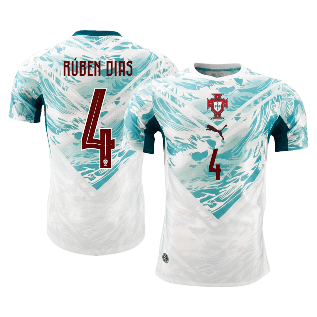 RÚBEN DIAS #4 Portugal Mens Away Soccer Jersey World Cup 2026 White&Green - Player Version