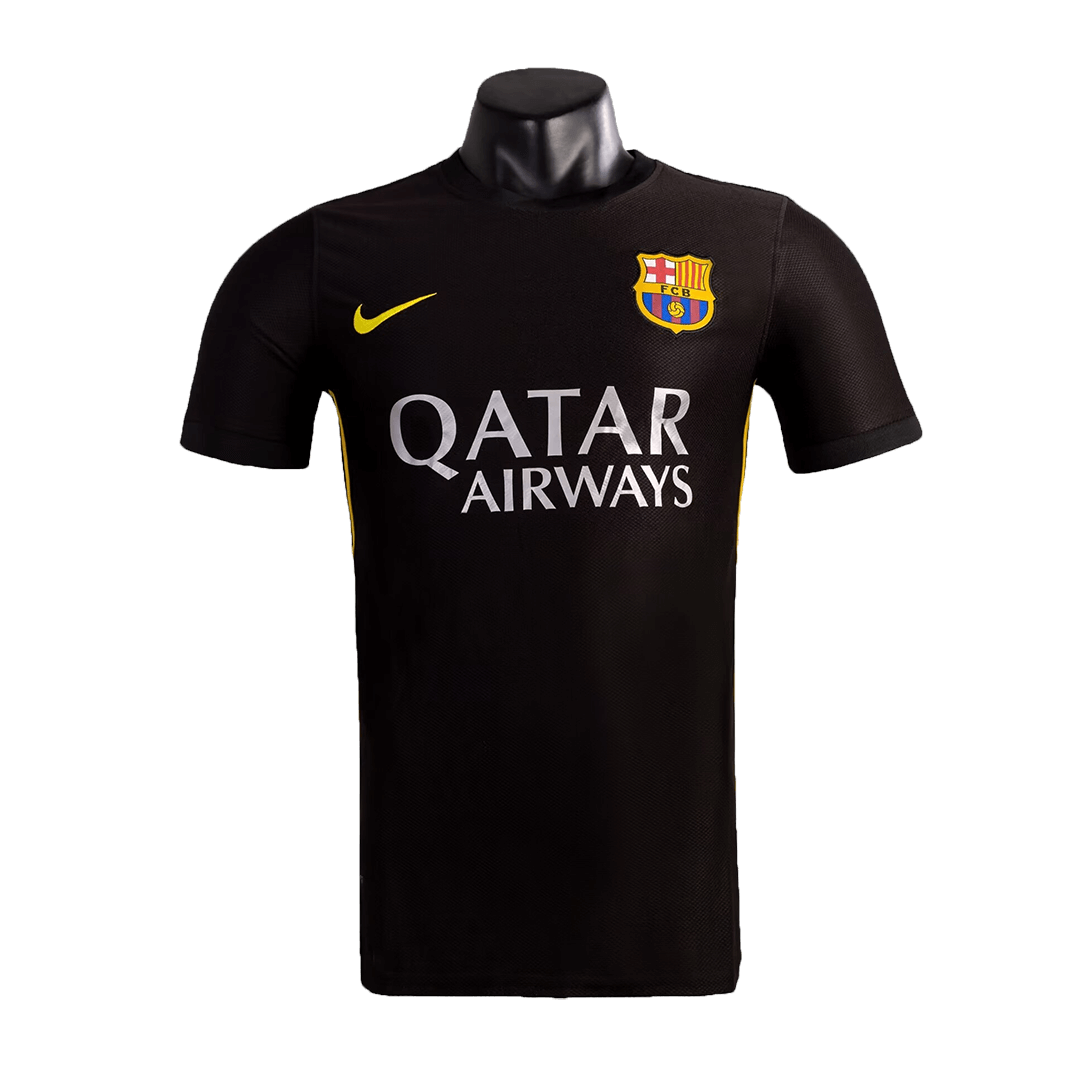 Retro Barcelona Mens Third Away Soccer Jersey 2013/14 Black