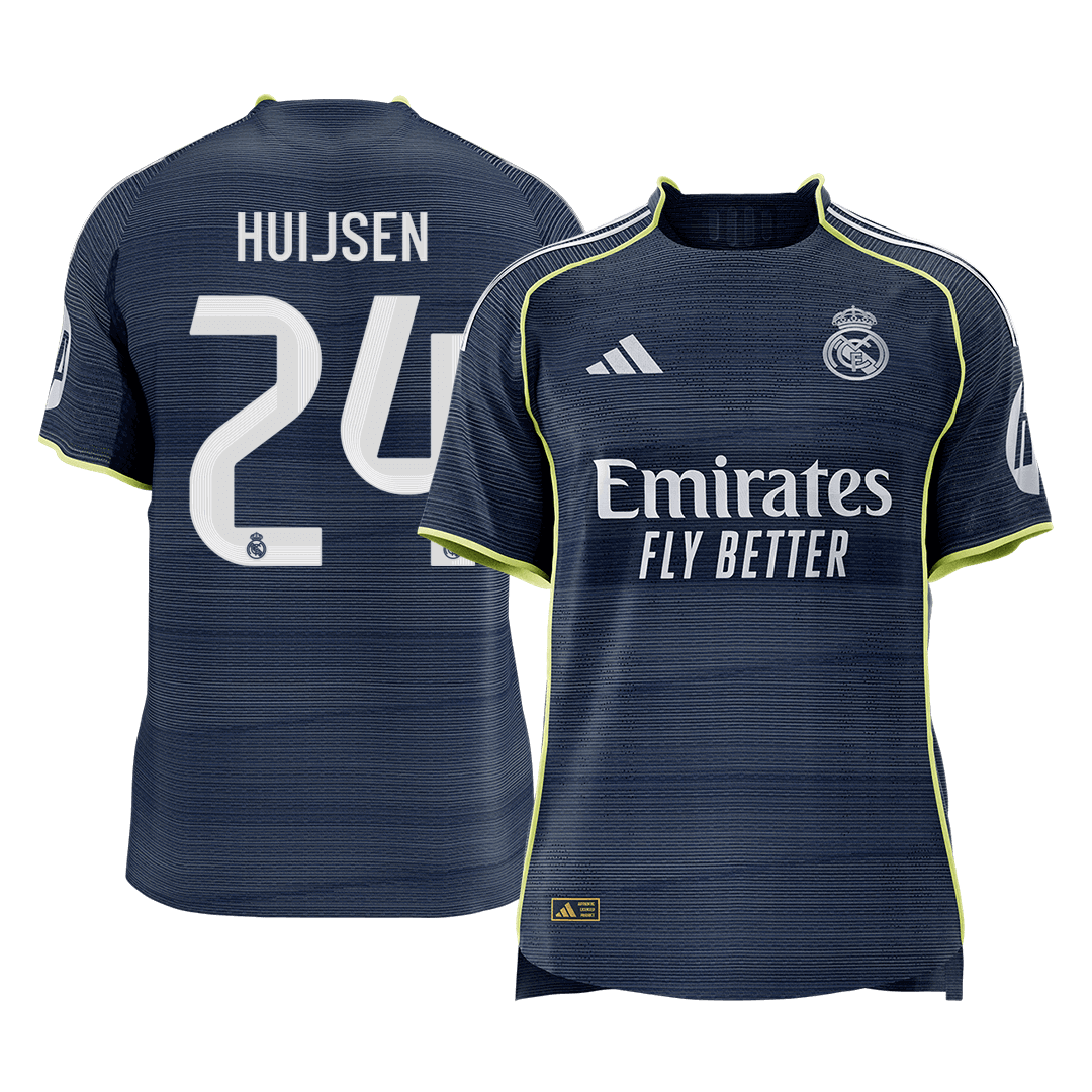 HUIJSEN #24 Real Madrid Mens Away Soccer Jersey 2025/26 Navy - Player Version [PREMIUM]
