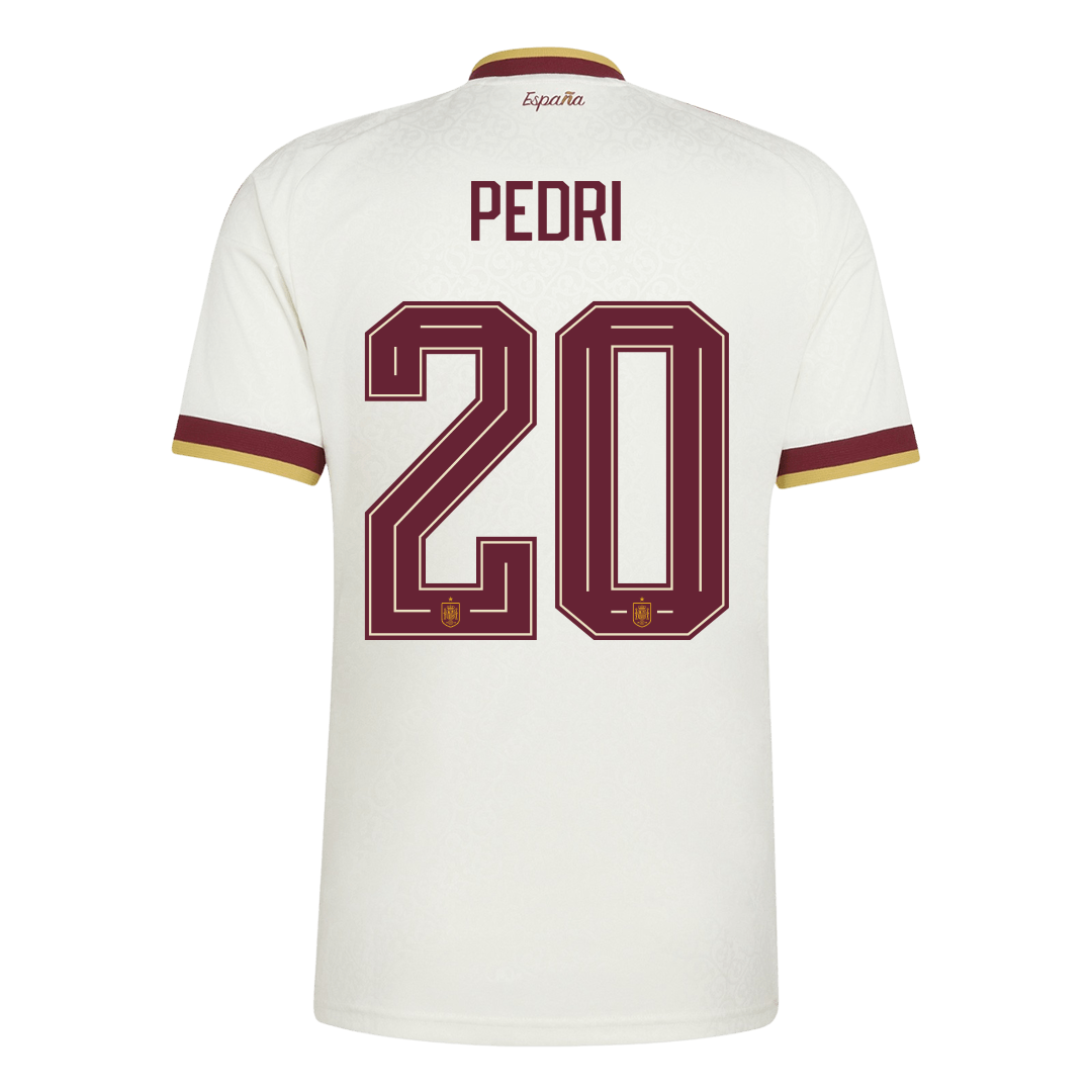 PEDRI #20 Spain Mens Away Soccer Jersey World Cup 2026 White