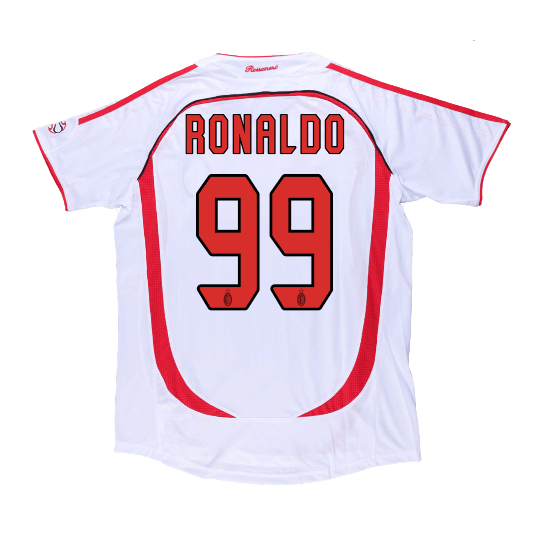 Retro RONALDO #99 AC Milan Mens Away Soccer Jersey UCL 2006/07 White