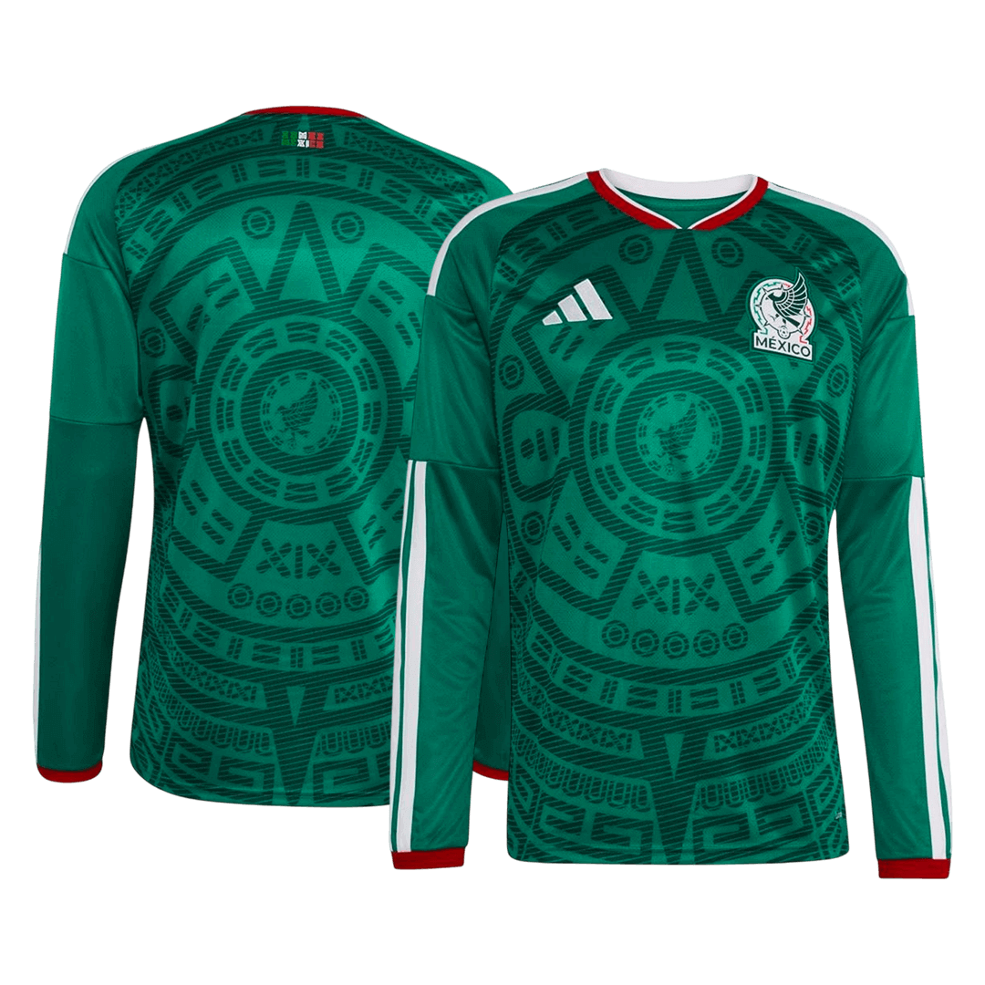 Mexico Mens Home Long Sleeve Soccer Jersey World Cup 2026 Green