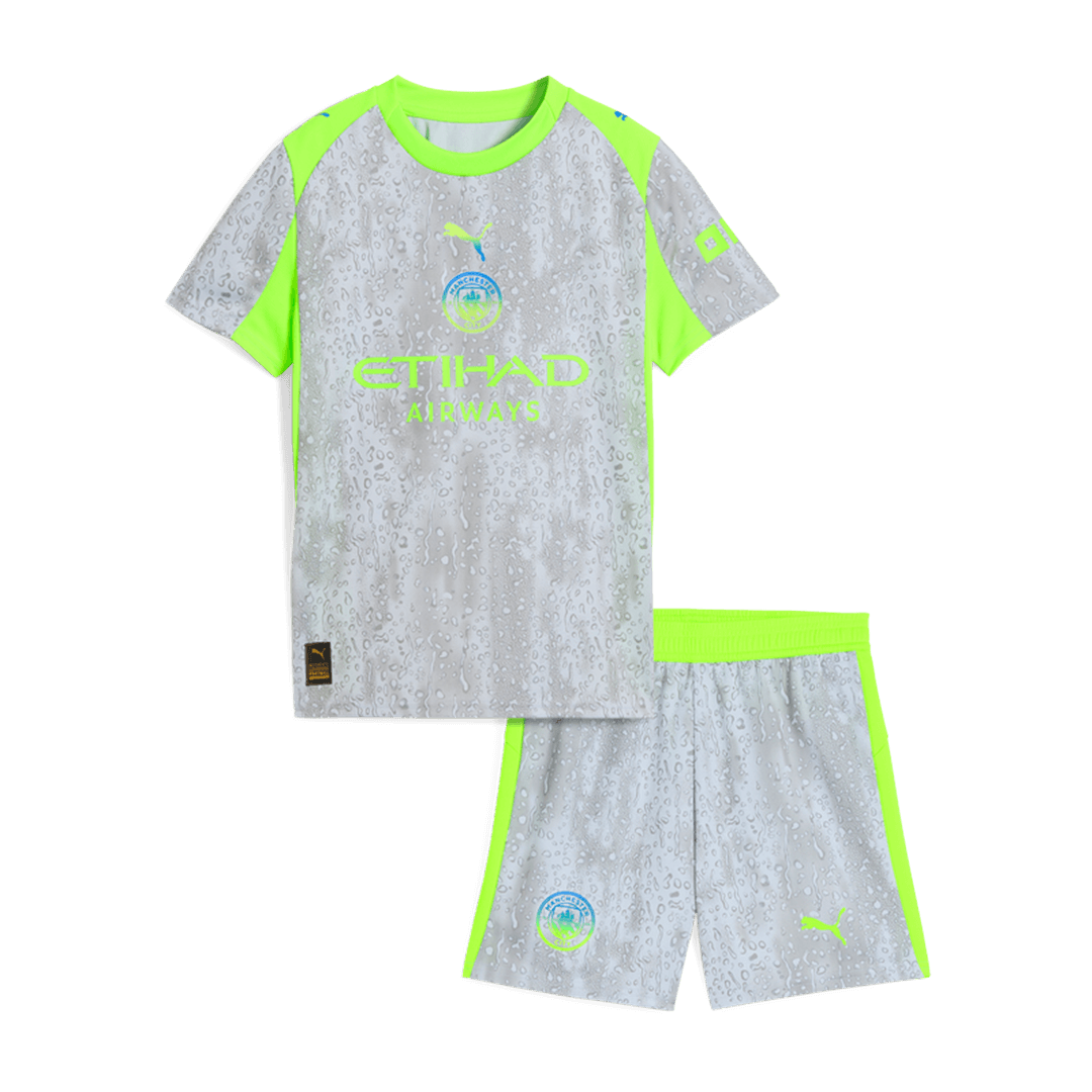 Manchester City Kids Third Away Soccer Kit 2025/26 Gray