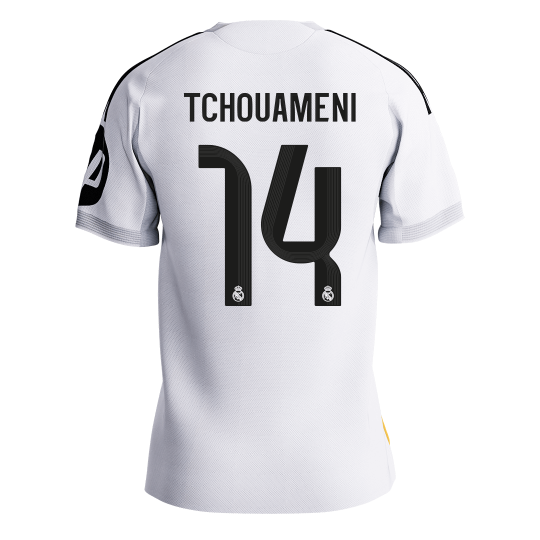 TCHOUAMENI #14 Real Madrid Mens Home Soccer Jersey 2025/26 White - Player Version [PREMIUM]
