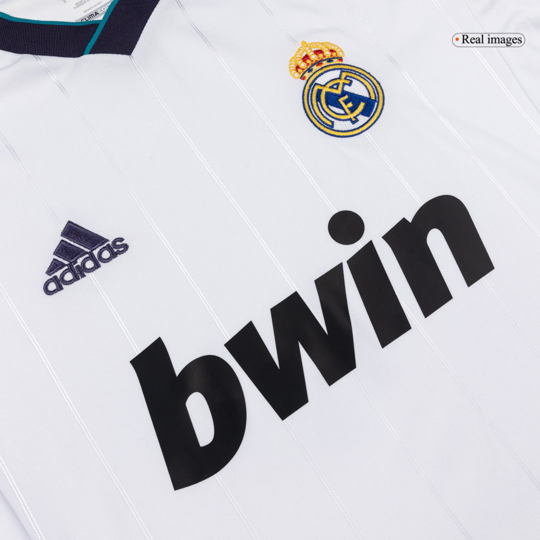 Retro Real Madrid Mens Home Long Sleeve Soccer Jersey 2012/13 White