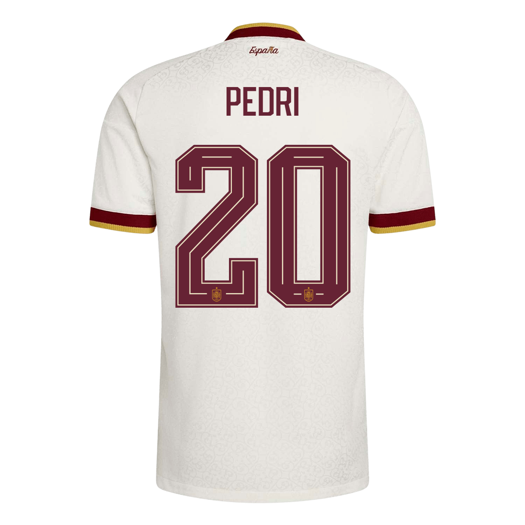 PEDRI #20 Spain Mens Away Soccer Jersey World Cup 2026 White - Player Version