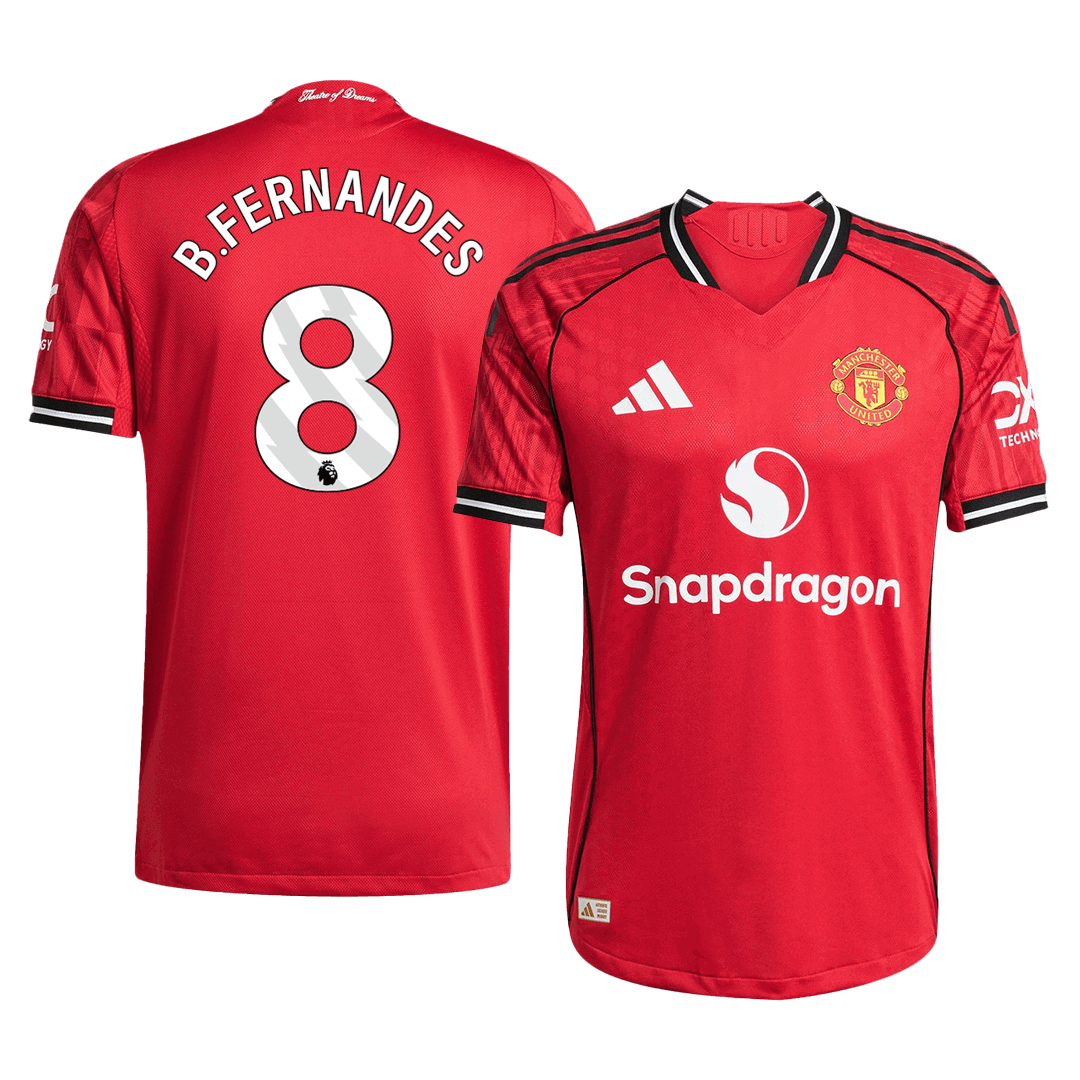 B.FERNANDES #8 Manchester United Mens Home Soccer Jersey 2025/26 Red - Player Version