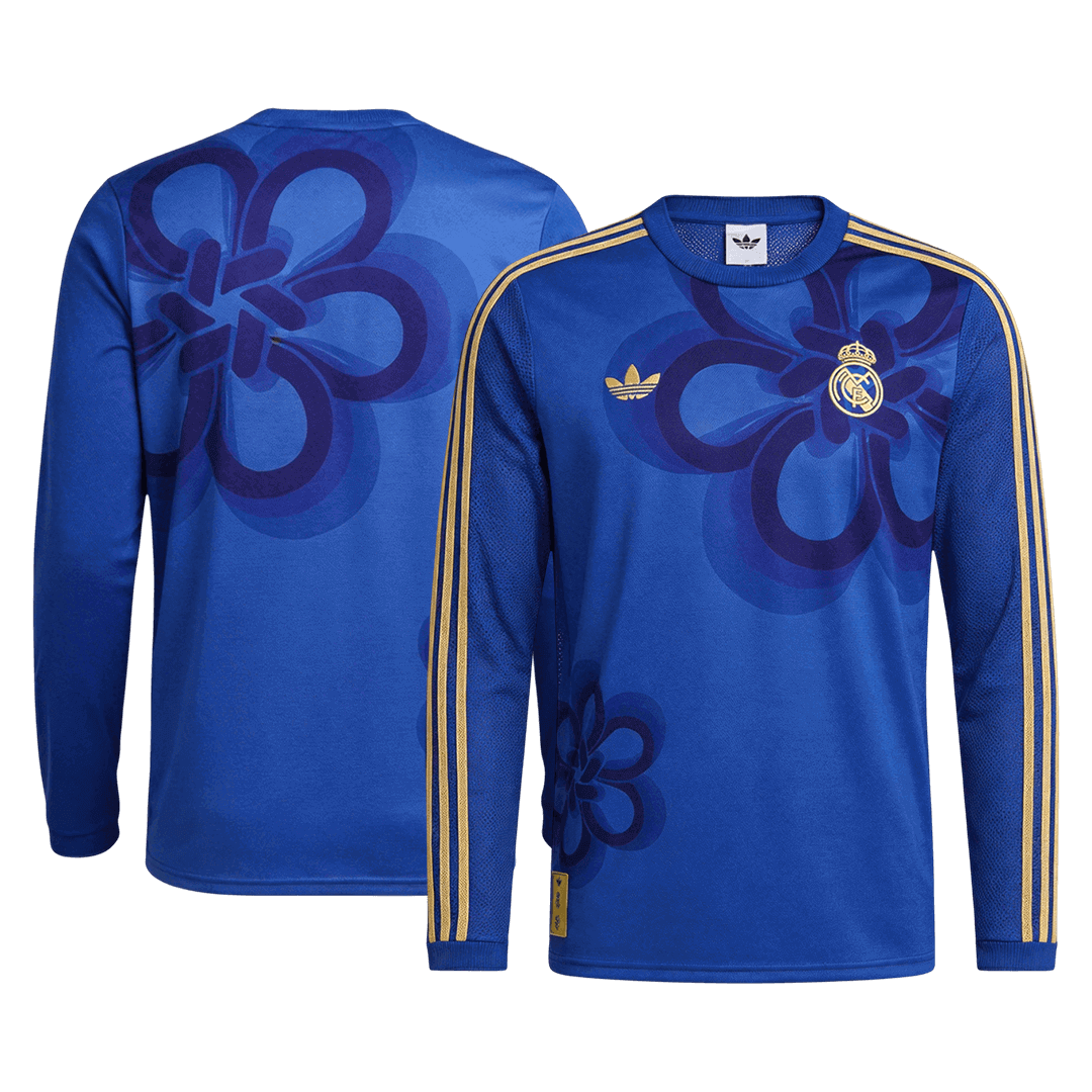 Real Madrid Mens Long Sleeve Soccer Jersey 2025/26 Blue