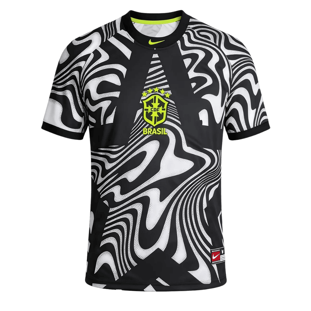 Brazil Mens Soccer Jersey World Cup 2026 Black &White