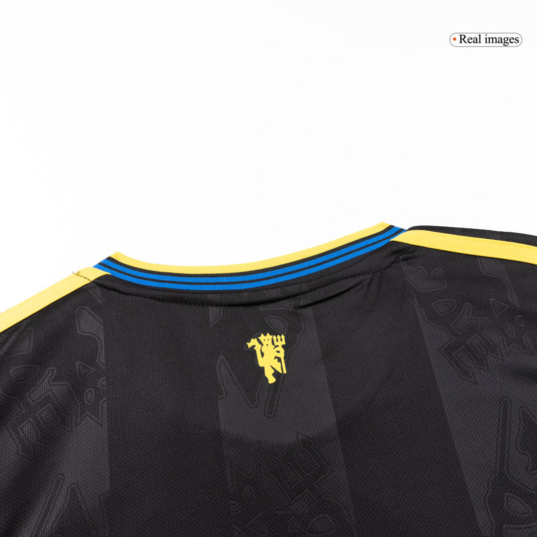 Manchester United Mens Third Away Long Sleeve Soccer Jersey 2025/26 Black