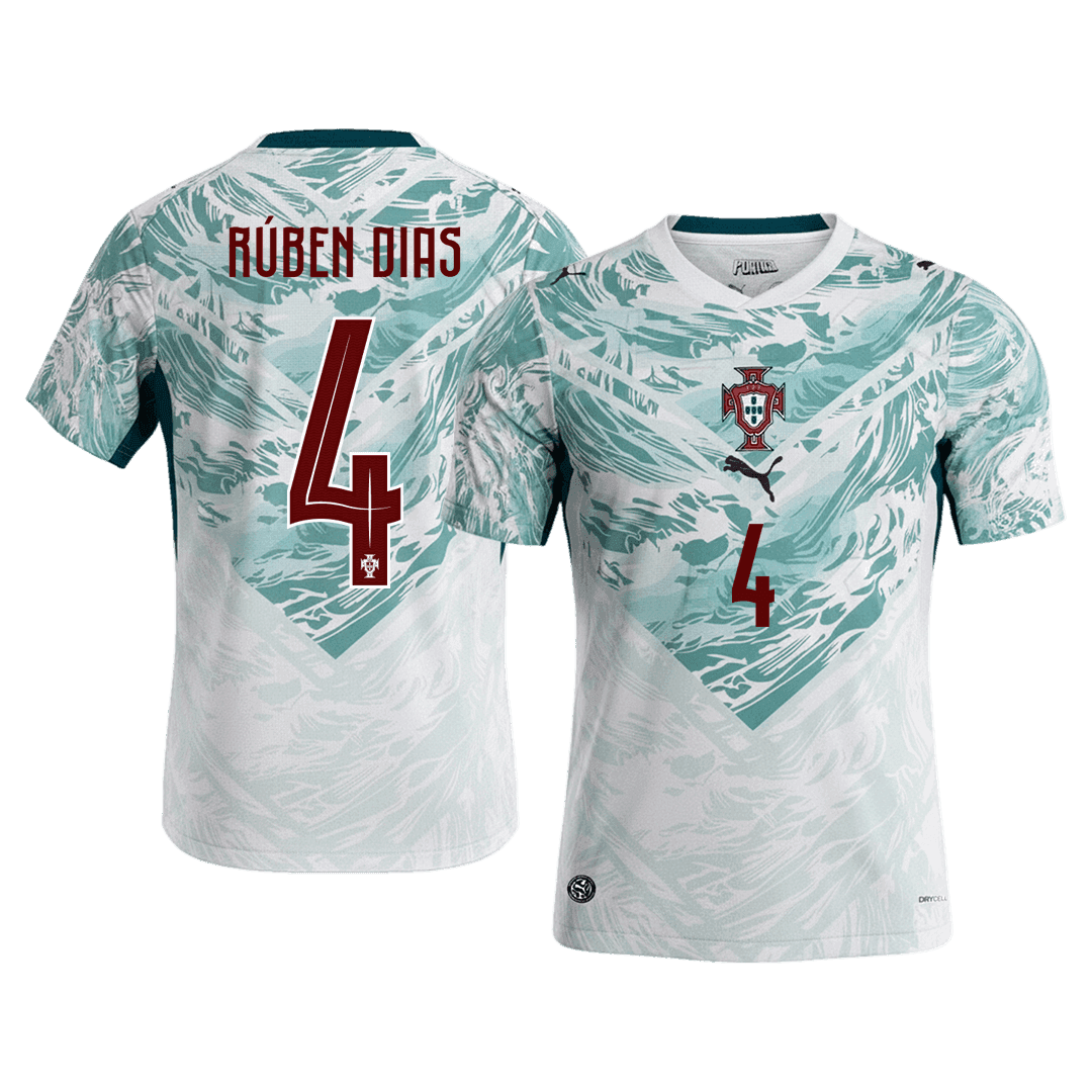 RÚBEN DIAS #4 Portugal Mens Away Soccer Jersey World Cup 2026 White&Green
