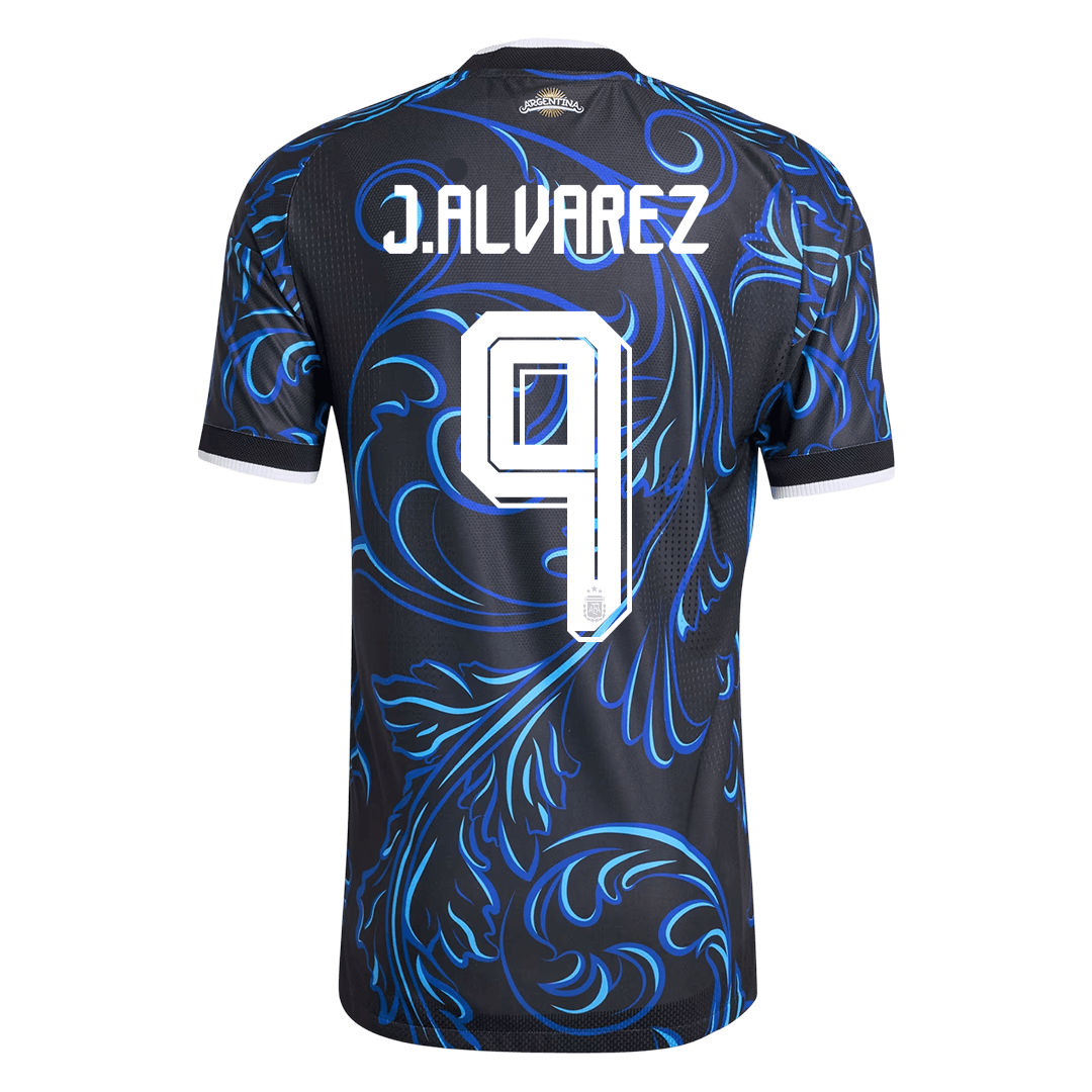 J. ALVAREZ #9 Argentina Mens Away Soccer Jersey World Cup 2026 Black - Player Version