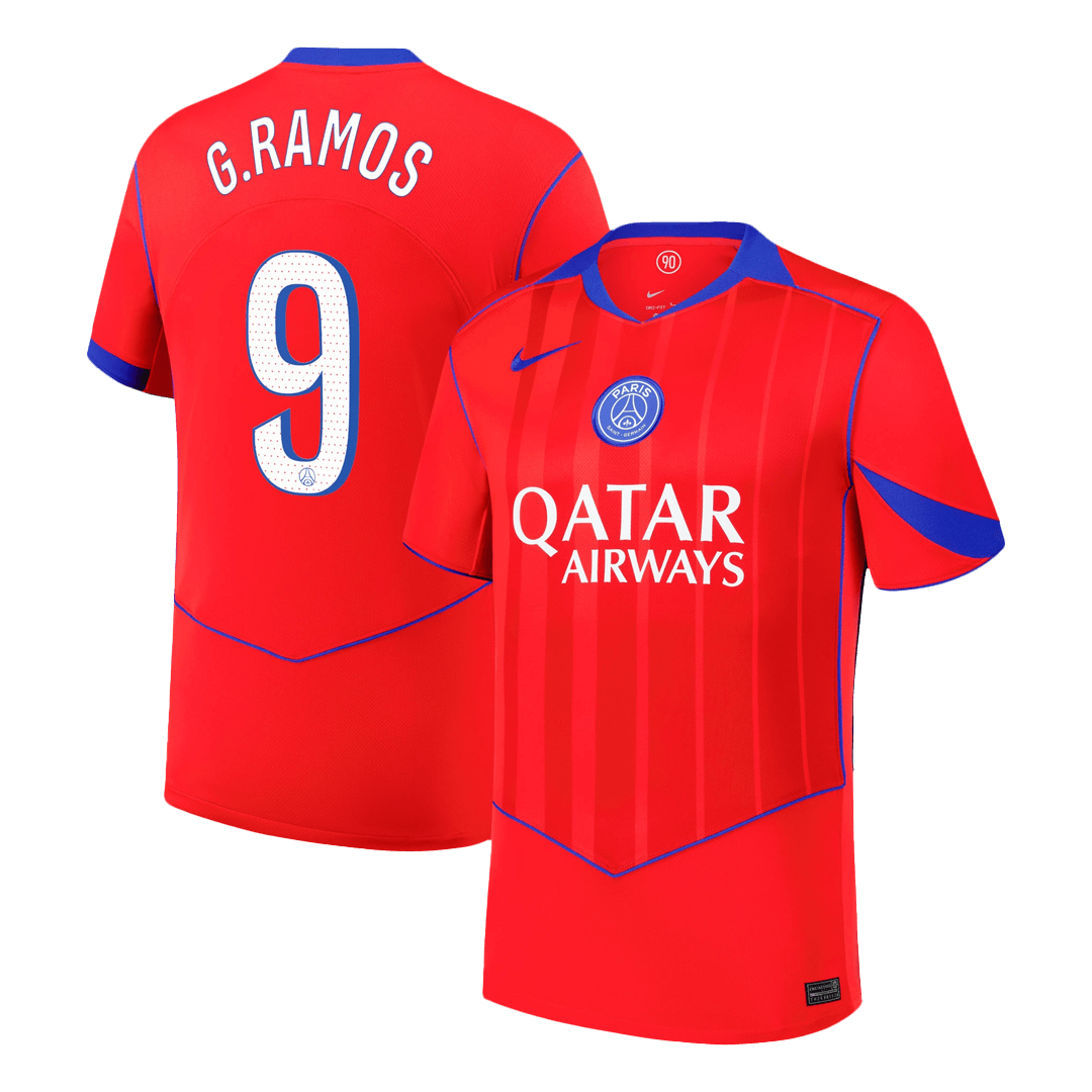 G.RAMOS #9 PSG Mens Third Away Soccer Jersey 2025/26 Red