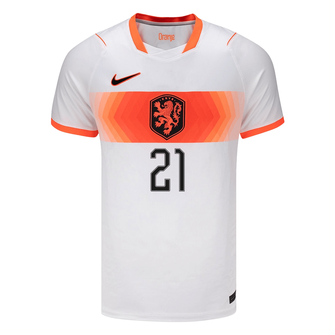 F.DE JONG #21 Netherlands Mens Away Soccer Jersey World Cup 2026 White